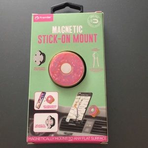 Donut magnetic stick-on phone mount.